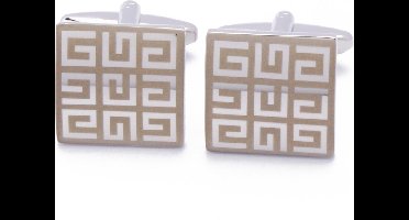 Manchetknopen - Vierkant met Gematteerd Patroon Zilver