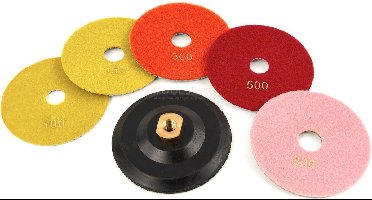 HBM 125 mm 6 Delige Diamant Polijstschijvenset Met M14 Opnamepad