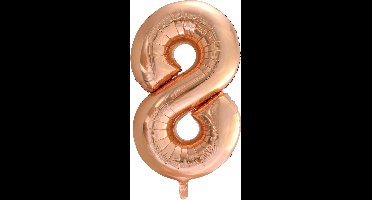 Folie ballon cijfer 8 goud-roze 86 cm - .