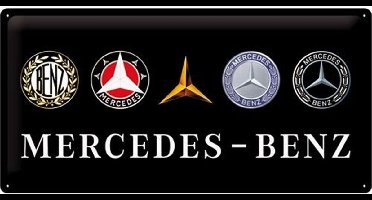 Mercedes Benz Logo's  Metalen Bord 25 x 50 cm