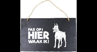 Paper Dreams Waakbord Dobermann 15 X 25 Cm Leisteen Zwart