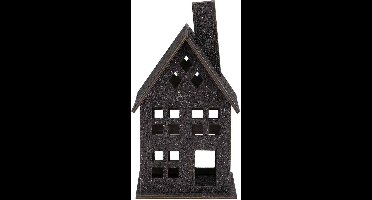 Huis Glitter Zwart 13x13xh25cm Hout