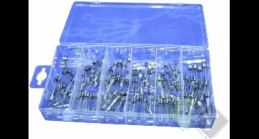 120 delig glaszekeringen assortiment, 5, 10, 15, 20, 25, 30 Ampere