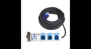 ProPlus Stekkerdoos voor tent/vouwwagen - 20 meter - 3 stopcontacten - MCCB en RCD - Neopreen kabel