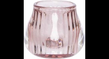 Theelichthouder Roze 8x8xh6,8cm Glas