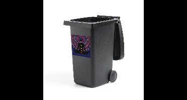 Container sticker De Zeven Chakra's - Versierde achtergrond boven een silhouet met de zeven chakra's Klikosticker - 40x40 cm - kliko sticker - weerbestendige containersticker