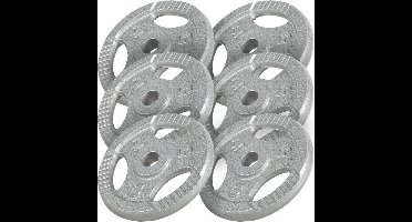 Gorilla Sports Gewichten - Set 30 kg - 6 x 5 kg - Gripper Gietijzer - 30 mm