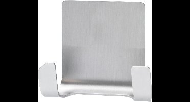 Tesa Powerstrips Dubbele haak - RVS - ophanghaak - verwijderbare haken - waterproof - badkamerhaak - opplak haak