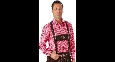 Haus Huberts Oktoberfest Overhemd Heren - Blouse - Rood-Wit - Polyester - Maat M