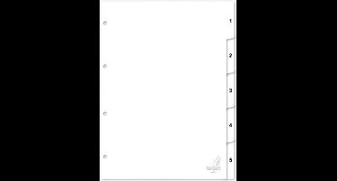 Kangaro tabbladen - A4 - PP 120 micron - wit - 4-gaats - 10-delig cijfers - W410C