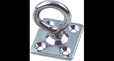 RVS Dekoog met draaibaar oog en vierkante grondplaat 8 mm