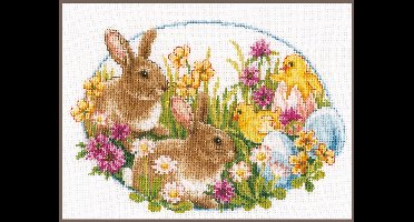 Vervaco - Telpakket kit - Pasen - Paaskonijnen en kuikentjes - PN-0149534 - Borduren - Borduurpakket - Borduurpakket volwassenen