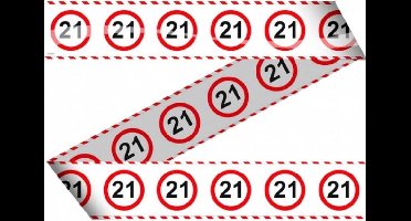 2x stuks markeerlint/Afzetlint 21 jaar stopbord thema - Leeftijd verjaardag feestartikelen/versiering
