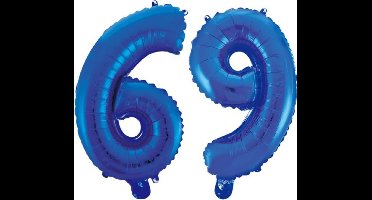 Folieballon 69 jaar blauw 86cm