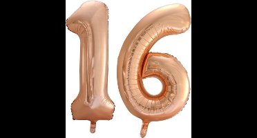 Folieballon nr. 16 Rosé Goud 86cm