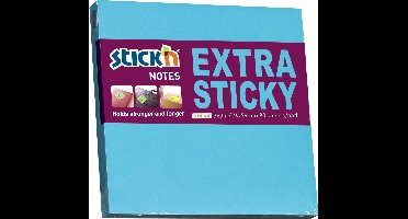 Stick'n sticky notes - 76x76mm - Extra Sticky - Neon Blauw - 90 Memoblaadjes