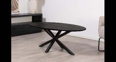 Salontafel Florence ovaal facetrand Glad 130x70 cm - Zwart