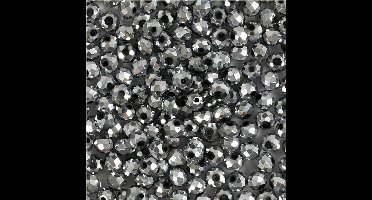CC Glas Facet Kralen 3x4 mm Metallic Grijs 100 stuks