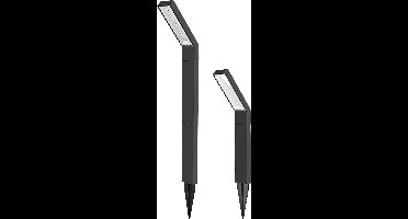 FlinQ Yora Solar Tuinverlichting - Tuinlampen op zonne-energie - Buitenlamp - Aluminium - 2-pack - Zwart