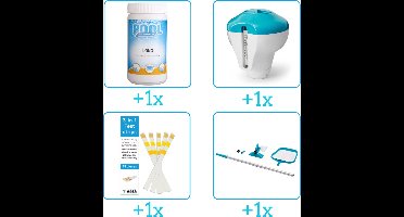 Zwembad Onderhoudsset - Startersset bevat Chloor - Chloordrijver - Testrips en Schoonmaakset - Zwembad Onderhoud Starterspakket - Chloortabletten - Ideaal voor grotere Zwembaden - Voor zwembaden met meer dan 25.000 liter (4-delig)