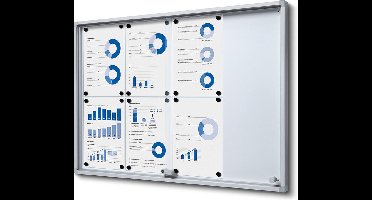 Indoor Vergrendelbaar Notitiebord met Schuifdeuren Slim met Veiligheidshoeken 8 X A4 - Syna SCSLR8XA4