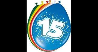 Ballonnen 15 jaar - 24x stuks - gekleurd - 30 cm - versiering - 15e verjaardag - leeftijd feestballonnen