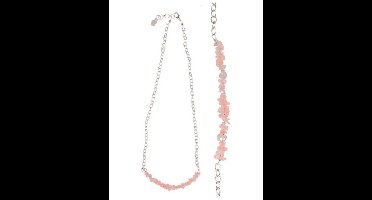 Ruben Robijn Roze kwarts bar ketting