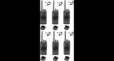 Set van 6 stuks Kenwood TK-3501 PMR446 met beveiliging oortje en tafelladers