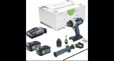 Festool TPC 18/4 I-Basic accu klopboormachine 18 V 75 Nm + 2x accu 5.0 Ah + snellader + systainer