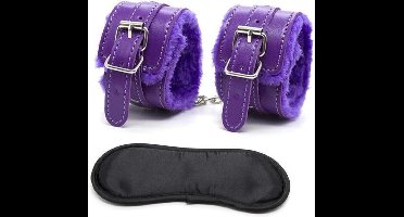 Heble® - Verrijk je erotische spelletjes met Heble® - Paarse set: leer, sm, bondage en speelgoed voor volwassenen met oogmasker, handboeien en blinddoek