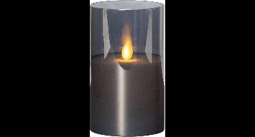 Star Trading Kaars M-Twinkle, zuilkaars, zwart, rookglas, LED, timer, warm wit, flikkerend, 12,5 cm