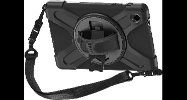 Akashi, Coque Antichoc pour Geschikt voor Samsung Galaxy Tab A9 Béquille Support et Poignée rotative, Zwart