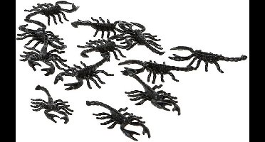 Atosa Speelgoed Nep schorpioenen/insecten - set 12x stuks - kunststof - 7 cm - zwart - Halloween/horror