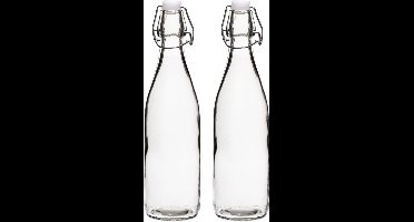 Cookinglife Beugelfles Rond Transparant - Set van 2 500 ml - Glas - Luchtdichte Sluiting