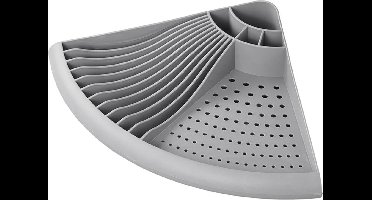 ProPlus Afdruiprek voor Hoek - 50 x 34 x 9 cm - Druiprek - Keukenorganisatie - Servies Afdruiphoek – Afwassen/ drogen – Afwasrekken - Ruimtebesparend en Georganiseerd - Met Bestekhouder – Donkergrijs