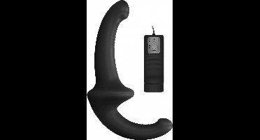 Ouch! Vibrerende Silicone Strapless Strapon Voorbinddildo - Zwart