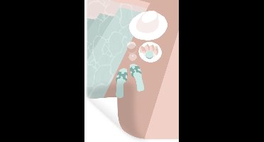 Muurstickers - Sticker Folie - Zomer - Slippers - Wijn - 20x30 cm - Plakfolie - Muurstickers Kinderkamer - Zelfklevend Behang - Zelfklevend behangpapier - Stickerfolie