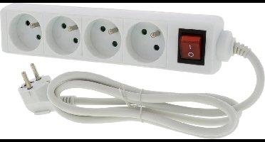 Q-Link stekkerdoos – 4–voudig – penaarde – schakelaar – H05VVF – 3 x 1.5 mm² – 1.5 m – wit