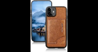 DonkerBruin hoesje van Pierre Cardin - Backcover -iPhone 12 Mini - Echt leder