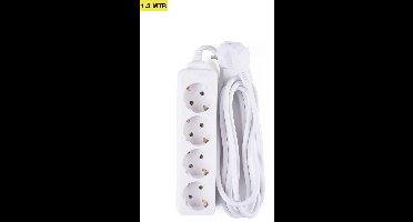 Benson Verlengsnoer met randaarde - 4-voudig - 1,5 meter - wit