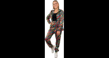 Jaren 80 Retro Trainingspak Kleurige Zebra Strepen Dames - Vrouw