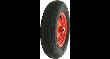 ProPlus Kruiwagenwiel - Luchtband met metalen velg - Ø 370 mm - Asgat Ø 20 mm - Zwart/Rood