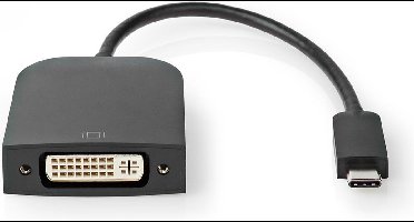 Nedis USB-C Adapter - USB 3.2 Gen 1 - USB-C Male - DVI-D 24+1-Pins Female - 1080p - 0.20 m - Rond - Vernikkeld - PVC - Zwart - Envelop