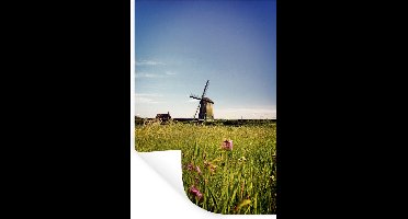 Muurstickers - Sticker Folie - Een molen met bloemen - 20x30 cm - Plakfolie - Muurstickers Kinderkamer - Zelfklevend Behang - Zelfklevend behangpapier - Stickerfolie