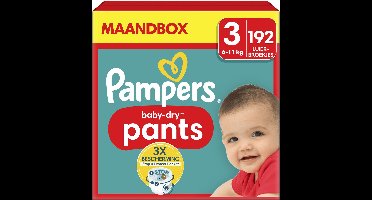 Pampers Baby-Dry Pants - Maat 3 (6kg-11kg) - 192 Luierbroekjes - Maandbox