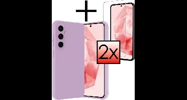 Hoesje - Met 2x Screenprotector - Geschikt voor Samsung Galaxy A35 - Sterk & Shockproof - Back Cover - Siliconen Case - Telefoon Hoes - Lila