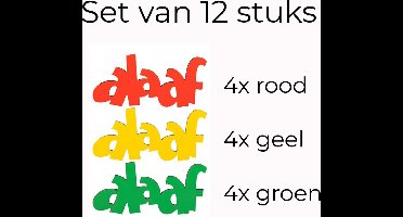 Design407.nl - Bordjes Alaaf set van 12 - Hout - Mini bordjes - 11 x 6 cm - Rood Geel Groen - Carnaval - Vastelaovend - Carnaval decoratie - Carnaval accessoires - Carnaval versiering - Limburg