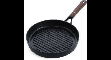 Greenpan Eco-Smartshape keramische inductie grillpan 28cm - PFAS-vrij - gerecycleerd aluminium - Vaatwasserbestendig - Ovenbestendig tot 140°C - koudgreep - stapelbaar - zonder deksel - Dark wood