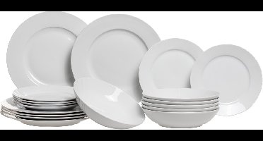 Studio Tavola Serviesset Wit 18-delig – Servies Set 6 Personen – Modern Design Porselein – Vaatwasser- & Magnetronbestendig