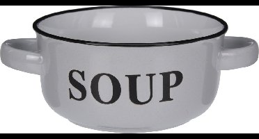 Excellent Houseware Soepkommen/serveer schaaltjes - porselein - D13 x H7 cm - lichtgrijs